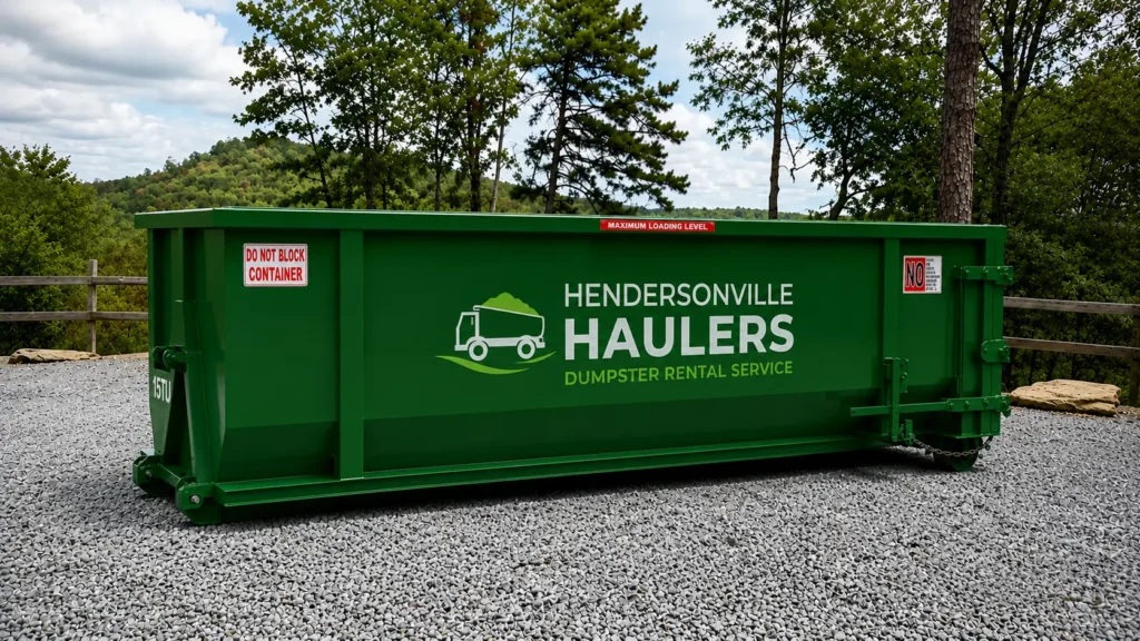 Construction dumpster rental in Hendersonville NC , 15 yard roll off for remodels and deck removal